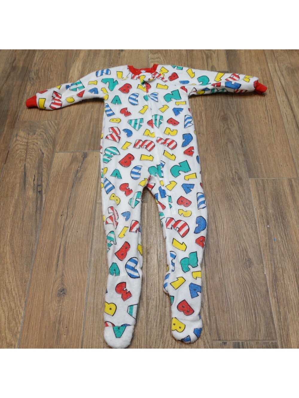 Vintage Carters ABC 123 fleece footie pajamas pjs footed one pc sz 3t? 4t? READ